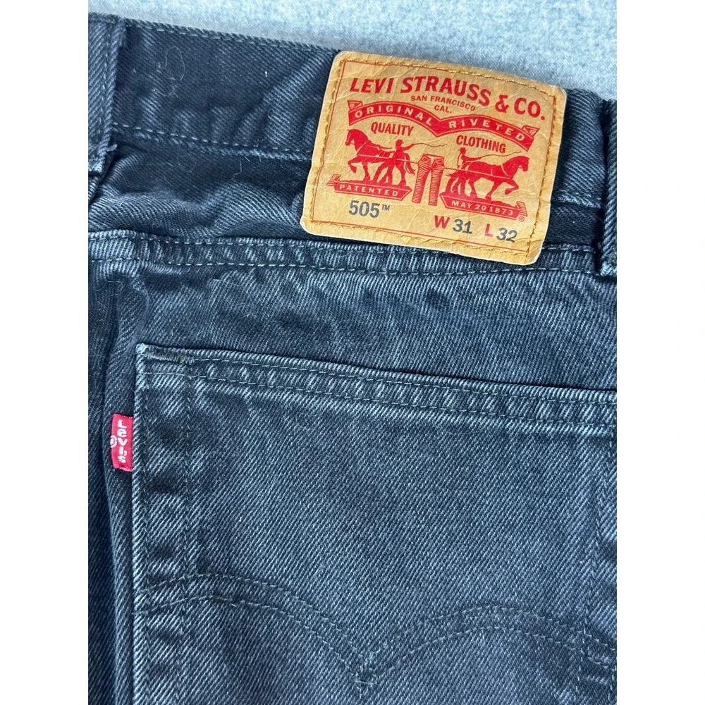 Levis 505 Jeans Mens 31x32 Black Straight Leg Denim